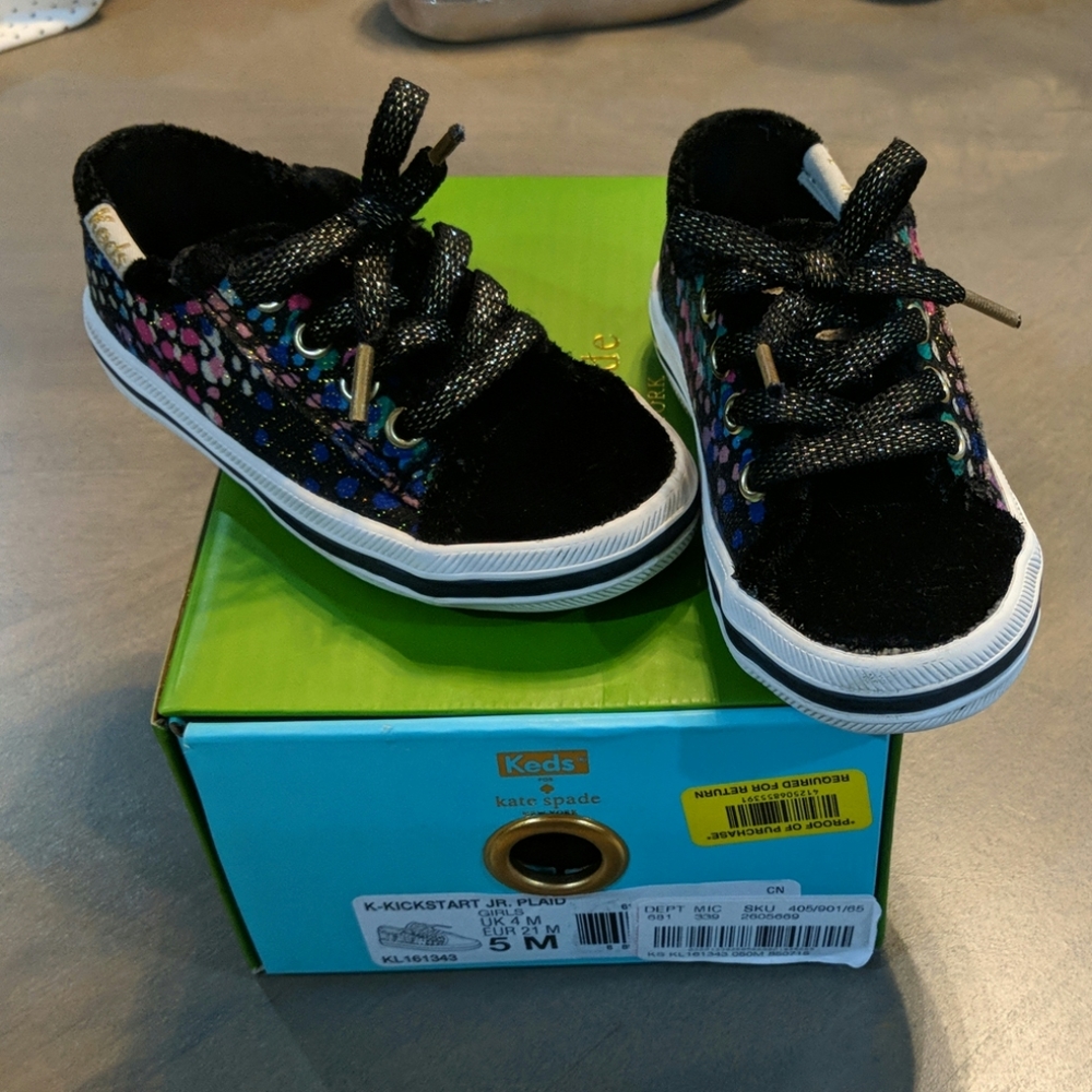 Kate Spade Keds Black Suede & Canvas Sneaker
